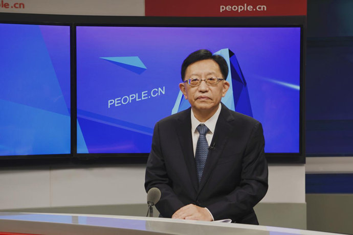 中國(guó)節(jié)能環(huán)保集團(tuán)有限公司黨委書記、董事長(zhǎng)宋鑫做客人民網(wǎng)。人民網(wǎng)記者 王曉嘯 攝